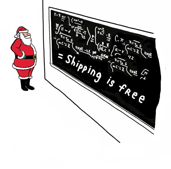 Santa contemplating free shipping